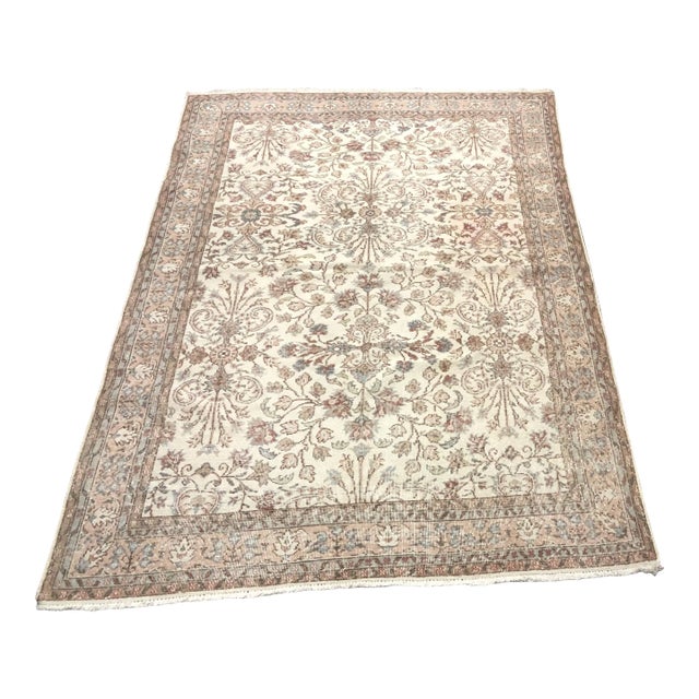 1960s Vintage Floral Design Turkish Anatolian Rug For Sale