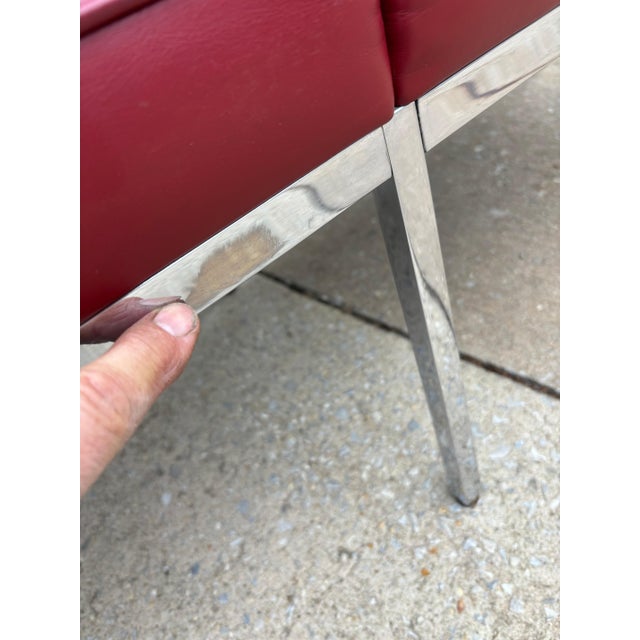 Red Florence Knoll for Knoll Ox Blood Leather Bench, 2 Available For Sale - Image 8 of 12