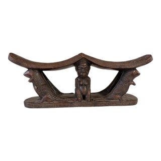 Rare Find Vintage Chokwe Double Headrest Congo 15" For Sale