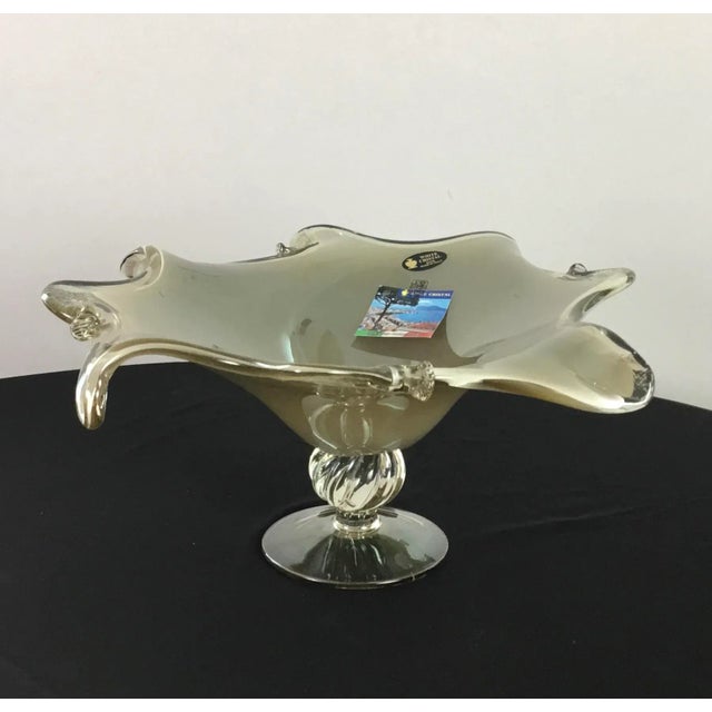 Expressionism NWT-Murano Large, Freeform, Ruffled Bowl, a Top a Twisted Pedestal Stem – Centerpiece –Compote/Bowl For Sale - Image 3 of 8