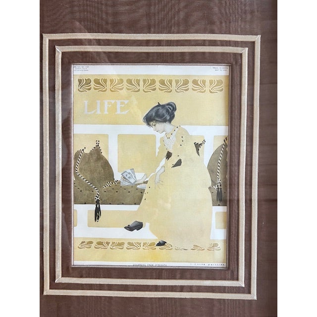 Vintage 1910 Life Magazine Cover "Discarding From Strength". Excellent Condition and Exquistily matted and framed. Inside...