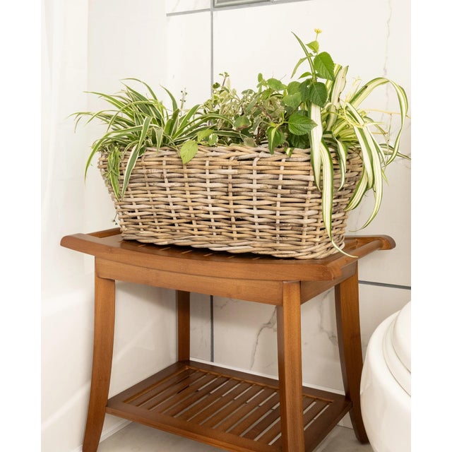 Artifacts Rattan Rectangular Planter with Black Plastic Insert, Natural, 20"X8" For Sale - Image 9 of 9