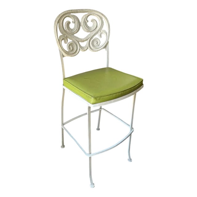 Vintage Neoclassic / Hollywood Regency Style Cast Iron Thinline Bar Chair For Sale