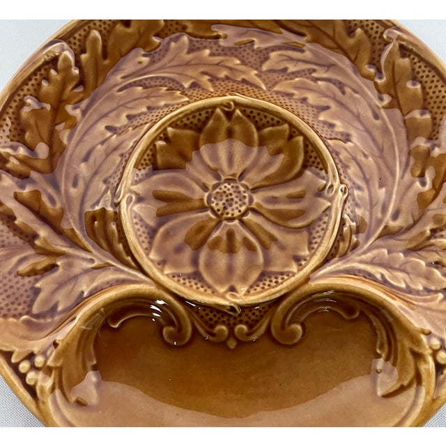 1970s Gien Gold Glaze Majolica Artichoke Plate For Sale - Image 9 of 13