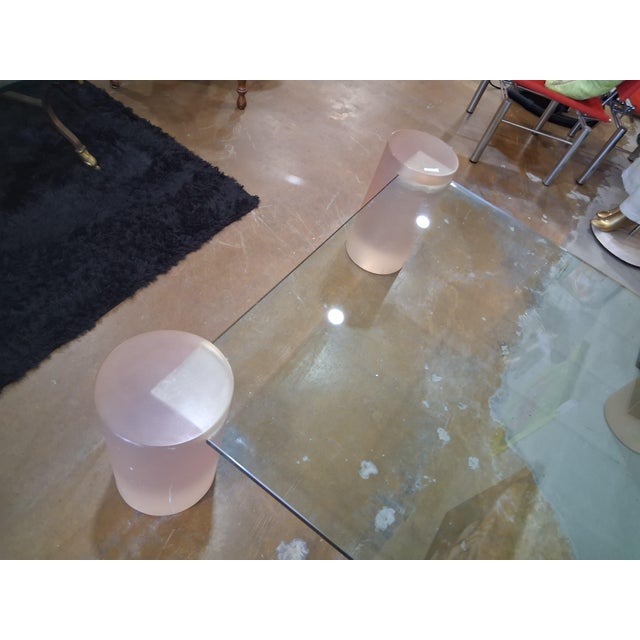 1980s Mid Century Post Modern Lucite & Glass Top Coffee Table Attributed to Karl Springer For Sale - Image 5 of 9