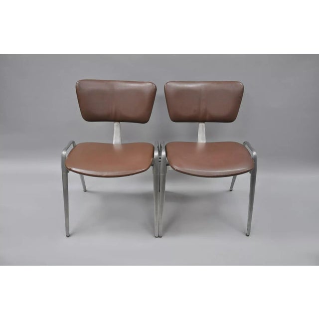 Mid-Century Modern Mid Century Modern Cast Aluminum Stacking Side Chairs by Crucible - a Pair For Sale - Image 3 of 12