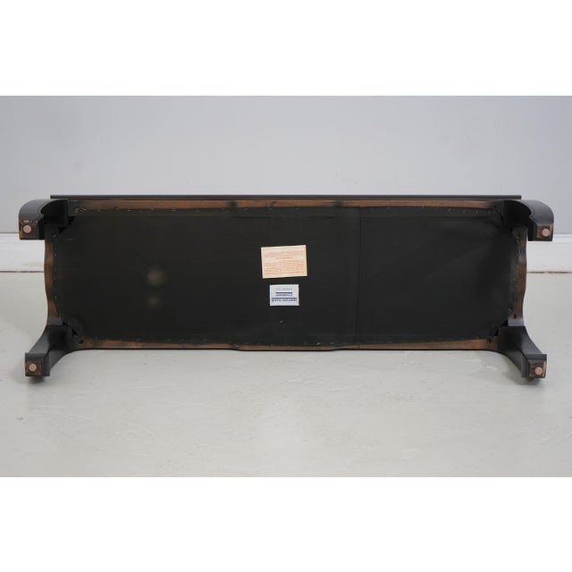 Century Oriental Style Leather Seat Black Lacquer Bench For Sale - Image 12 of 13
