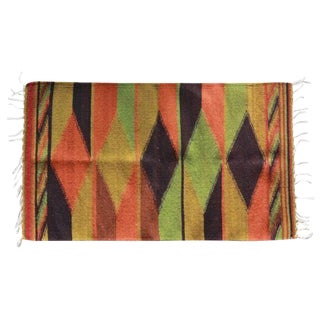 Mexican Pedal-Loom Orange Rug - 2' X 3'3" For Sale