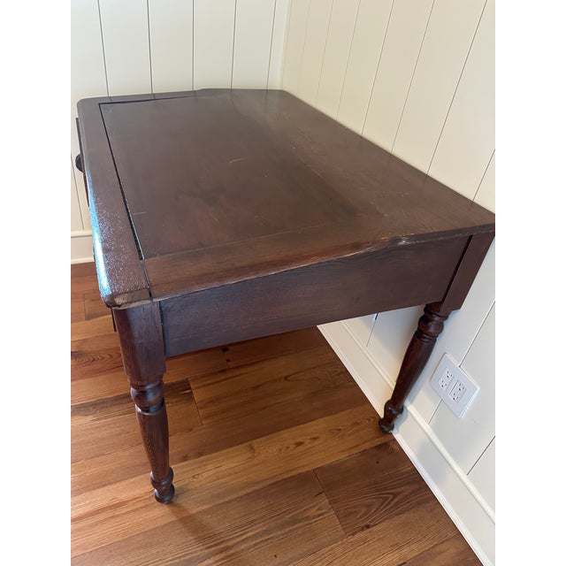 Antique Oak Slant-Top Writing Desk, Colonial Revival, C. 1900 For Sale In Savannah - Image 6 of 11