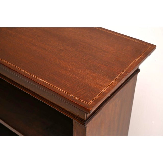 Brown Antique Edwardian Inlaid Open Bookcase, 1900 For Sale - Image 8 of 11