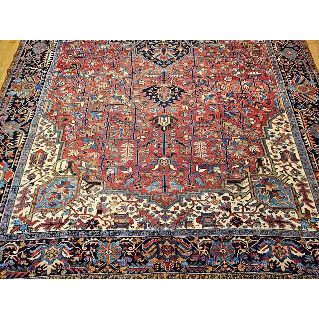 Early 20th Century Antique Persian Heriz Karajah Rug, Hand-Knotted Geometric Pattern, Brick-Red, 11’ X 18’ For Sale - Image 5 of 10