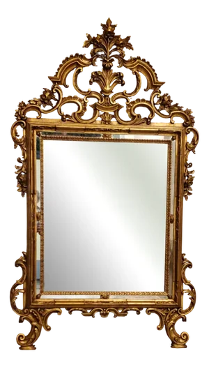 Hand-Carved Mirror in Gilded Wood, 1950s