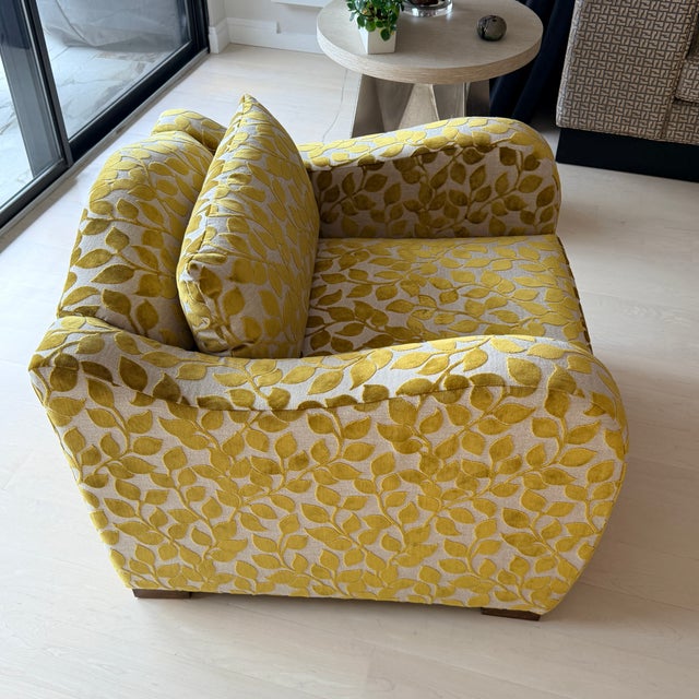 Lemieux et Cie Lemielx Et Cie Elode Lounge Chair With Custom Pindler Fabric For Sale - Image 4 of 6