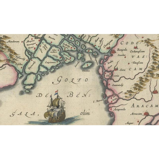 Copper Imperial Mughal India Map from Blaeu, 1642 For Sale - Image 8 of 13