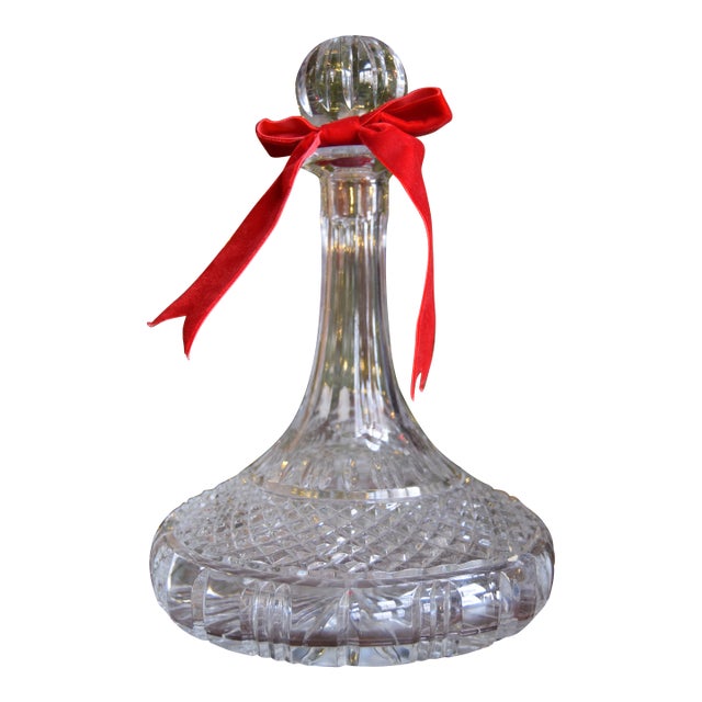 Polish Cut Crystal Decanter With Faceted Stopper Vintage For Sale