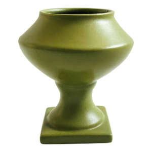 Vintage Green Ceramic Pedestal Planter Vase