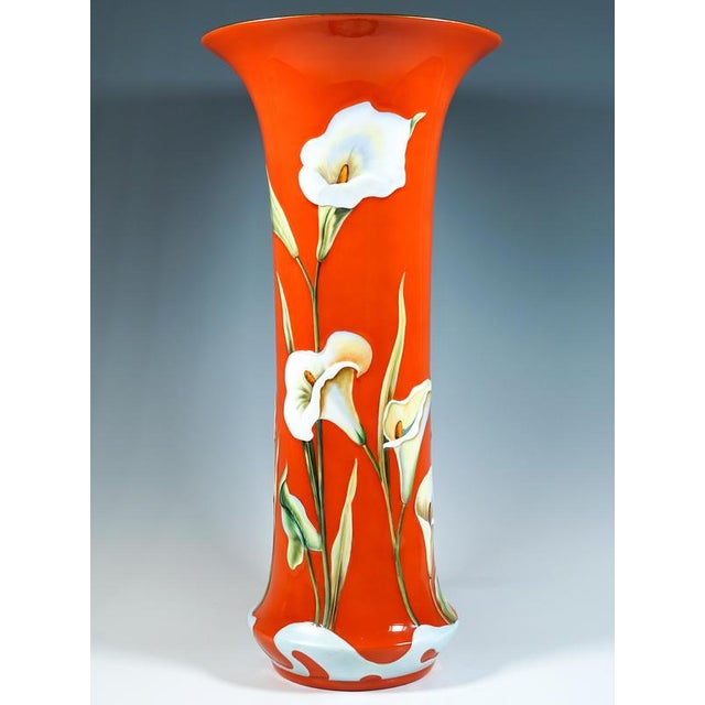 Excellent vase from the herend masterpiece collection: large, wide tubular vase with a slightly flared base set on a...