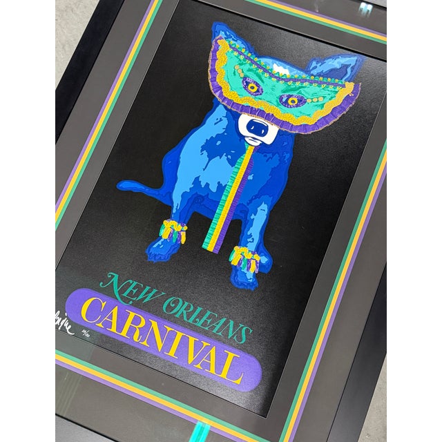 Pop Art George Rodrigue Blue Dog "Carnival Time" Silkscreen - Signed 24/120 For Sale - Image 3 of 3