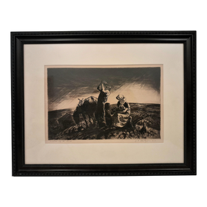 John Edward Costigan "Workers of the Soil" Signed Etching Pastoral Scene American Expressionism 1930s