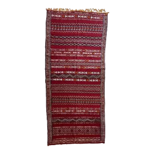 1980s Ethnic Vintage Moroccan Kilim - 12.1 X 5.41 Ft