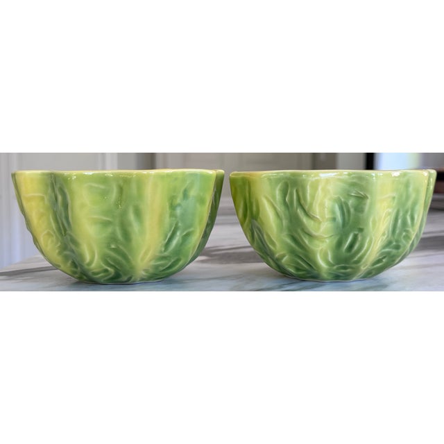 Presenting a pair of studio art majolica style melon bowls to add summer flair to your table or display. Life-like...