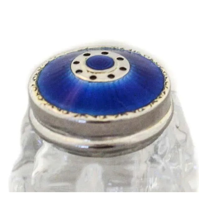 Sterling Enamel and Crystal Salt Shakers For Sale - Image 4 of 5