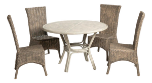 Whitewashed Bamboo Table, 1970s, Set of 2