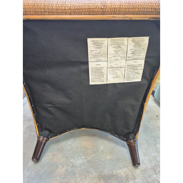 Mid 20th Century Mid 20th Century British Colonial Style Woven Rattan Wingback Armchair For Sale - Image 5 of 10