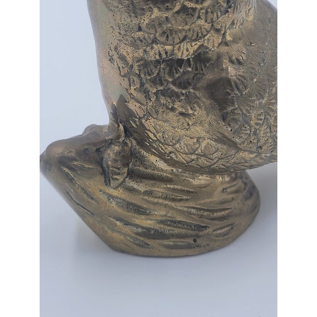 Mid 20th Century Brass Owl on Branch Figurine For Sale - Image 10 of 12