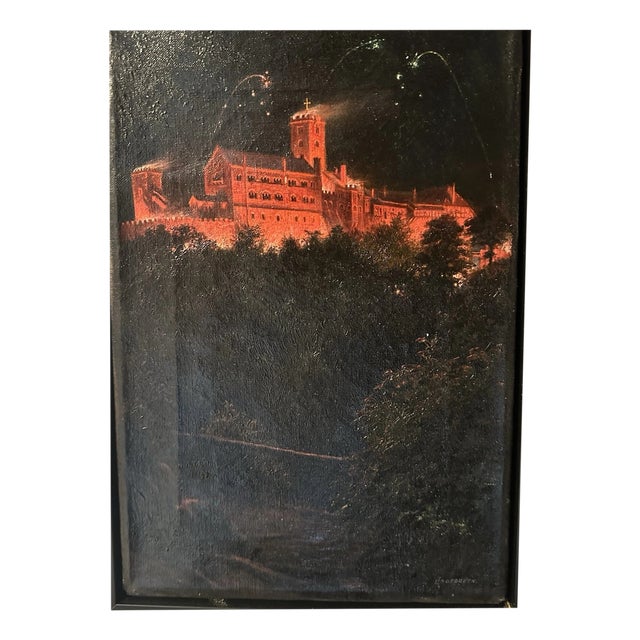 Karl Lindegreen, Evangelical Church, Oil Painting on Canvas For Sale
