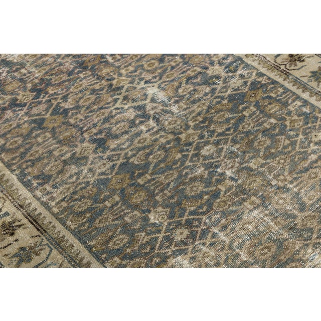 1900 - 1909 Antique Malayer Wool Rug With Muted Indigo and Earthy Palettes For Sale - Image 5 of 9