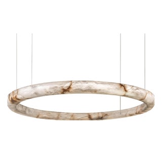 Halo with Pipe 77 Pendant Lamp by United Alabaster For Sale
