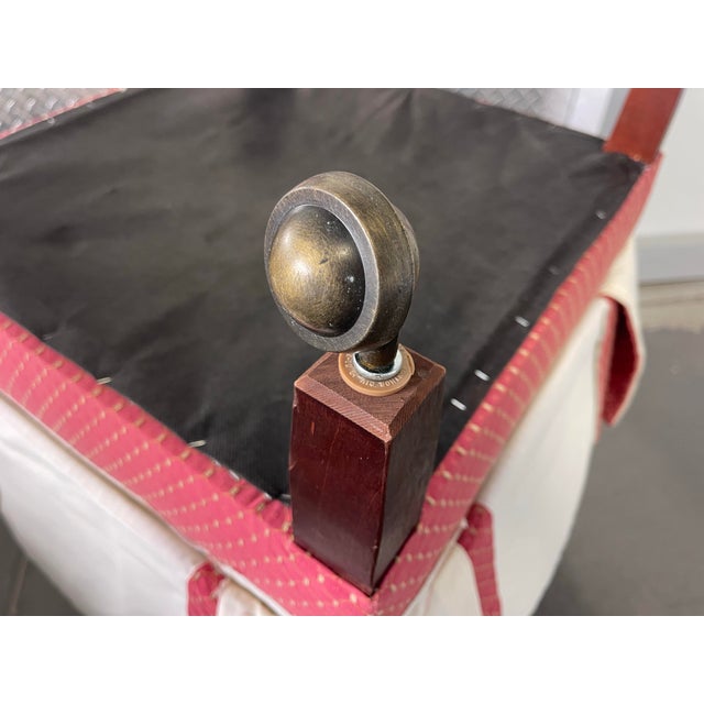 Pink Vintage Square Ottomans on Casters, a Pair, Footstools, Traditional, Regency, Tassels and Fringe, Palm Beach For Sale - Image 8 of 8