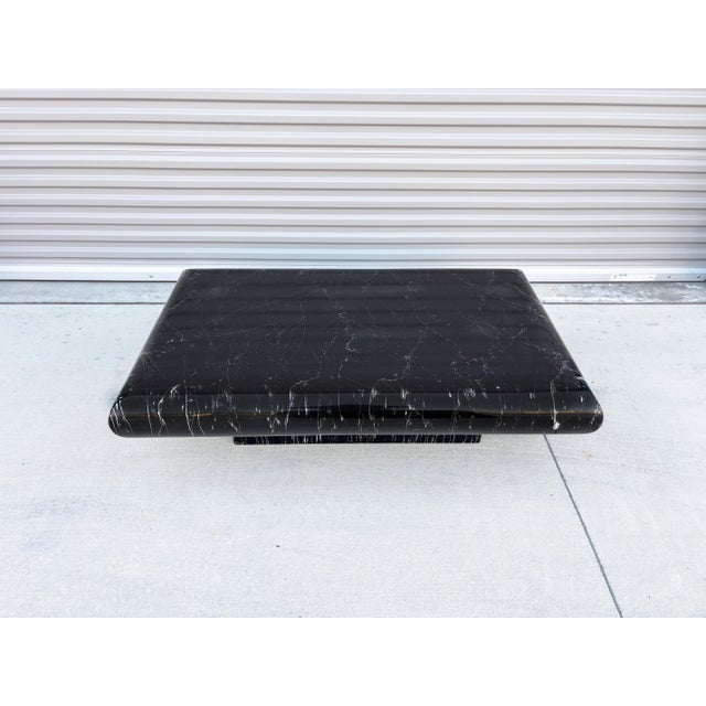 Mid-Century Modern 1970s Vintage Faux Marble Coffee Table by Willy Rizzo For Sale - Image 3 of 10