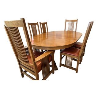 Vintage Stickley Mission Oak Dining Room Set (7 Pieces) in Littleton, Co For Sale
