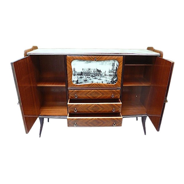 Italian Highboard Buffet with House Bar in the style of Rigamonti, 1940s For Sale - Image 4 of 11