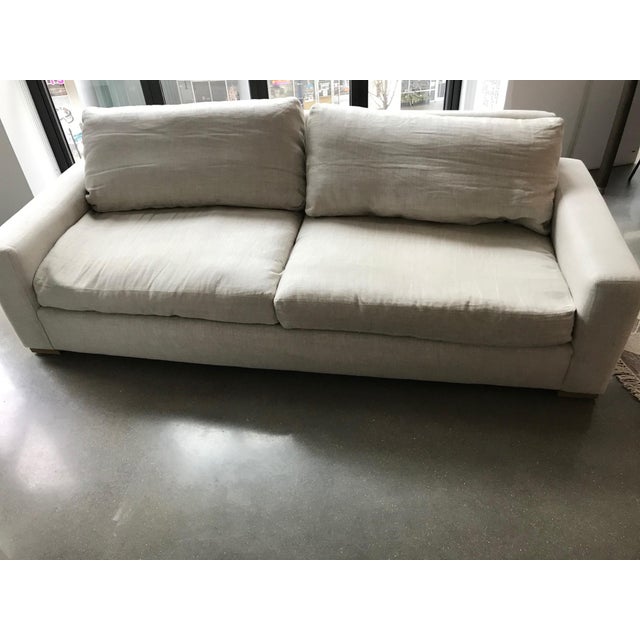 Restoration Hardware Maxwell Upholstered Sofa in Belgian Linen Chairish
