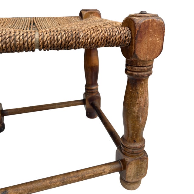 1940s English Country Oak and Rush Footstool For Sale In Atlanta - Image 6 of 7