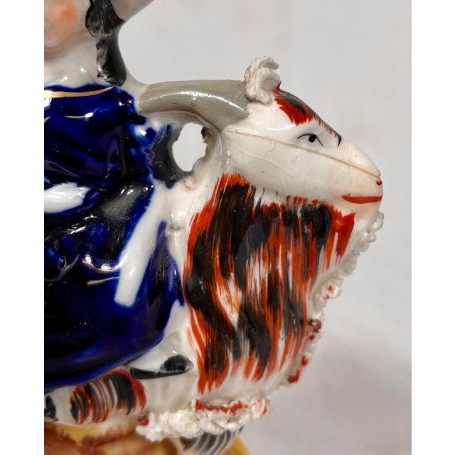 Antique Pair of 19th Century Staffordshire Figurines Depicting Period Dressed Women Riding Goats - From England For Sale - Image 10 of 11