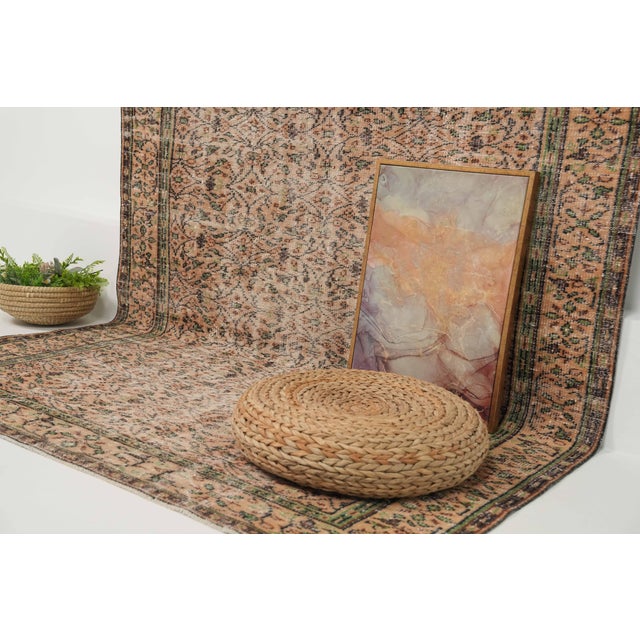 1970s Vintage Turkish Handmade Wool Cotton Beige Area Rug For Sale - Image 11 of 12
