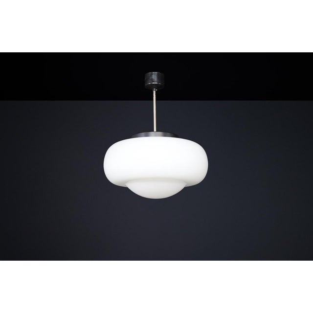 Mid-Century Modern Opaline Glass Pendant Lamp, Czechoslovakia, 1960s For Sale - Image 10 of 13