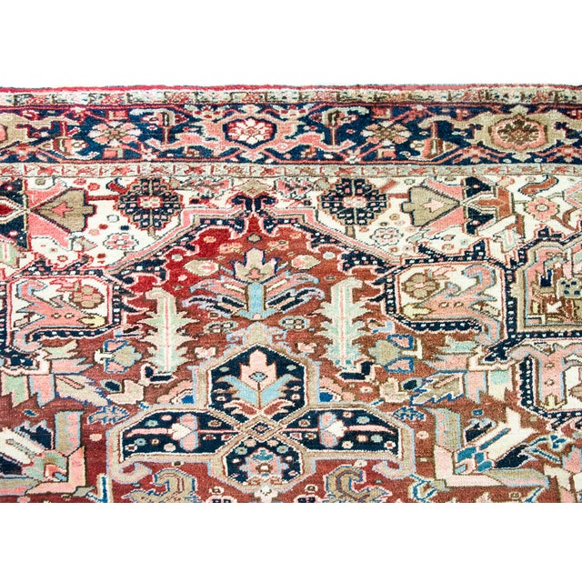 Red Mid 20th Century Persian Heriz Rug For Sale - Image 8 of 14
