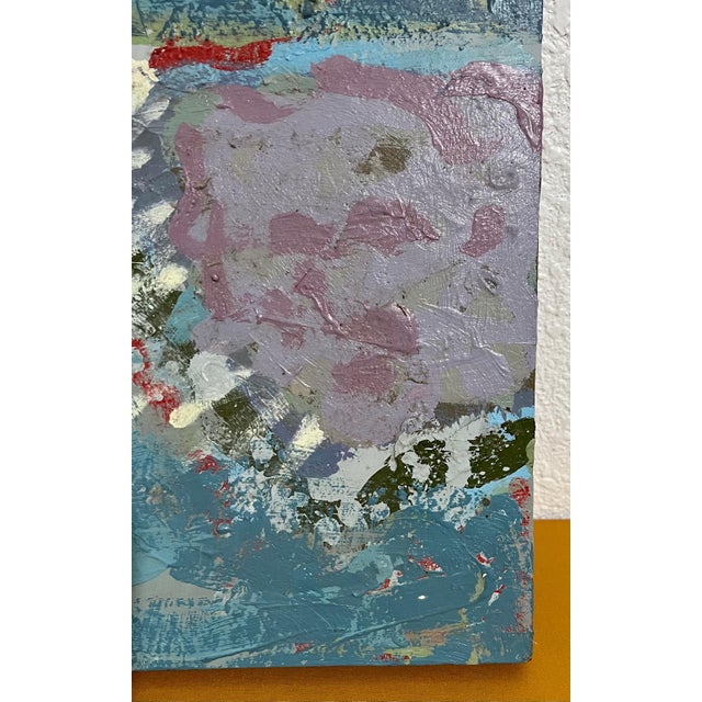 Sky Blue Edward Avedisian, Mod Abstract Expressionist Modernist Oil Painting Edward Avedisian Color Circles For Sale - Image 8 of 13