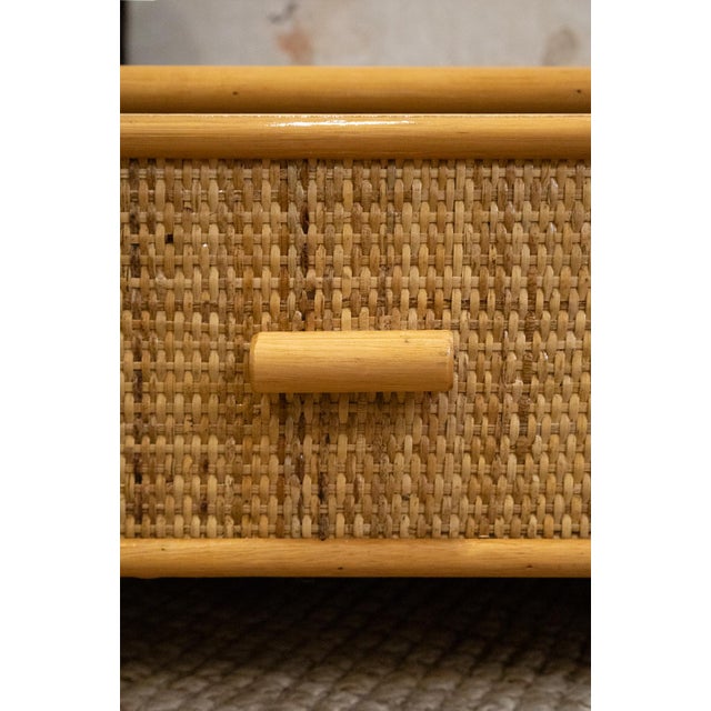 1970s Bamboo and Woven Rush Coffee Table, 1970s For Sale - Image 5 of 7