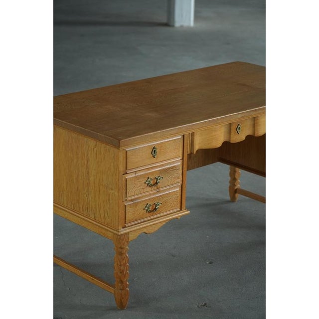 Mid-Century Modern Danish Freestanding Oak Writing Desk by Henning Kjærnulf, 1960 For Sale - Image 15 of 18