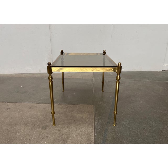 Mid-Century German Neoclassical Hollywood Regency Style Brass and Glass Side or Bedside Tables, 1950s, Set of 2 For Sale - Image 16 of 18