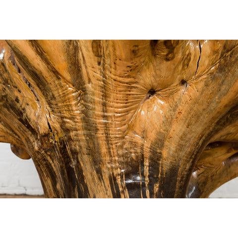 Rustic Vintage Chinese Camphor Wood Tree Root Armchair with Light Varnish For Sale - Image 4 of 12