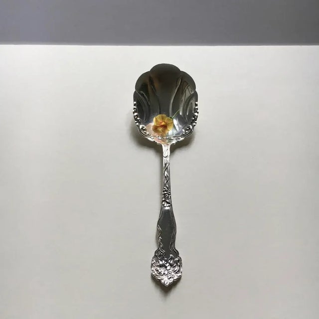 Art Nouveau Silver Plate Berry Spoon. Fruit spoon. Blueberries. Raspberries. Strawberries. Blackberries. Scalloped serving...