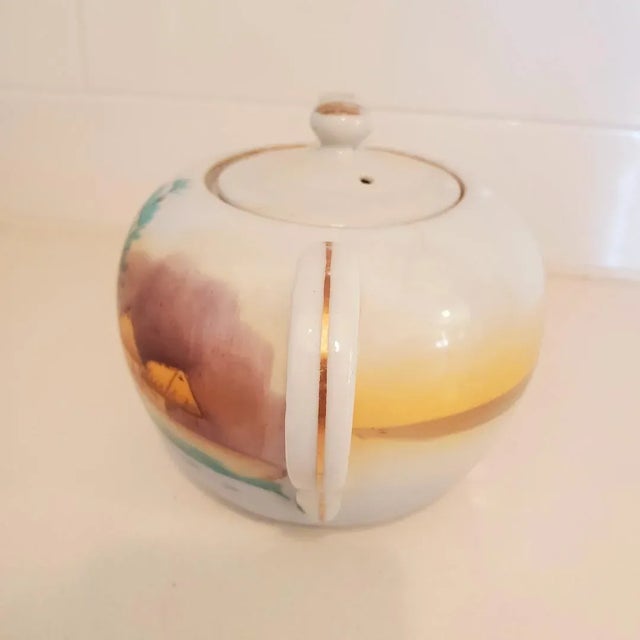 Traditional Mid 20th Century Hand-Painted Tea Pot For Sale - Image 3 of 10