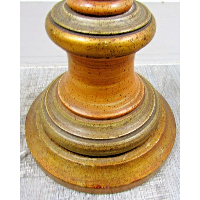 Mid-Century Modern Vintage Parcel-Gilt Wood Candlestick Floor Lamp With Acanthus Leaf Accent Italy For Sale - Image 3 of 16